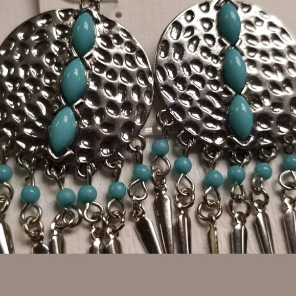 R J Graziano Silver Plated Earrings w/ Turquoise - Picture 3 of 6